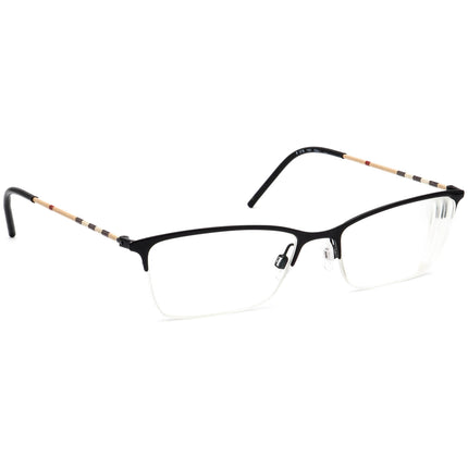 Burberry B 1278 1001 Half Rim Rectangular Eyeglasses 53 mm