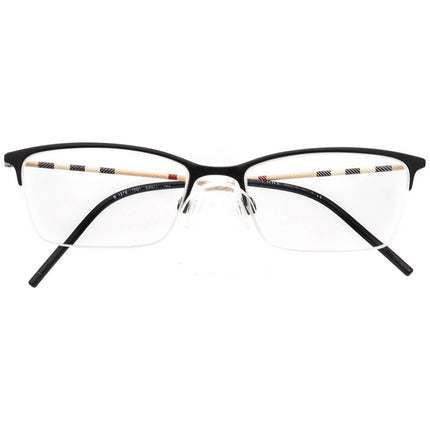 Burberry B 1278 1001 Half Rim Rectangular Eyeglasses 53 mm