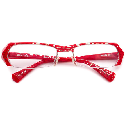 Alain Mikli Women's Eyeglasses A0474 78 Red & Clear Half Rim Frame 52[]17 128 Handmade