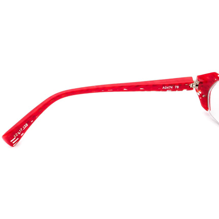 Alain Mikli Women's Eyeglasses A0474 78 Red & Clear Half Rim Frame 52[]17 128 Handmade