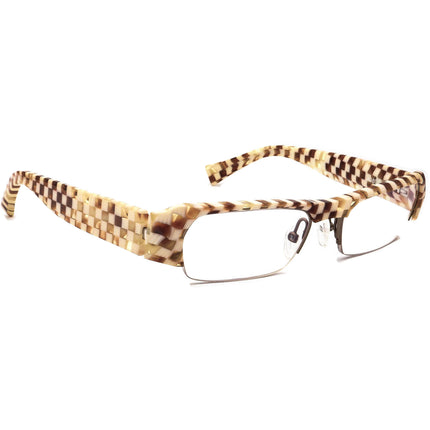 Alain Mikli Eyeglasses A0807 12 Brown/Ivory Checkered Rectangular Frame France 51[]17 130 Handmade