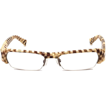 Alain Mikli Eyeglasses A0807 12 Brown/Ivory Checkered Rectangular Frame France 51[]17 130 Handmade