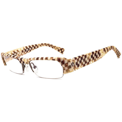 Alain Mikli Eyeglasses A0807 12 Brown/Ivory Checkered Rectangular Frame France 51[]17 130 Handmade