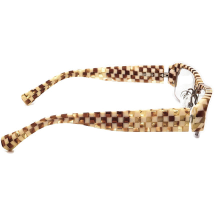 Alain Mikli Eyeglasses A0807 12 Brown/Ivory Checkered Rectangular Frame France 51[]17 130 Handmade