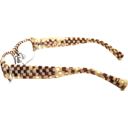 Alain Mikli Eyeglasses A0807 12 Brown/Ivory Checkered Rectangular Frame France 51[]17 130 Handmade
