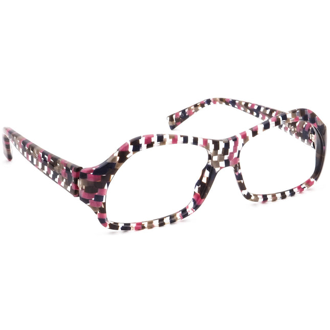 Alain Mikli Vintage Eyeglasses AL12353038 Pink,Navy Blue, Brown & Gray checker on Clear Hexagon Frame France 53[]13 135 Handmade