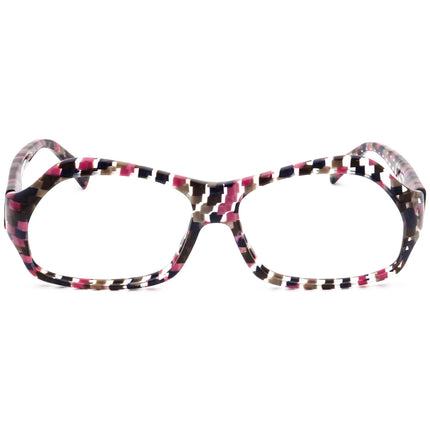 Alain Mikli Vintage Eyeglasses AL12353038 Pink,Navy Blue, Brown & Gray checker on Clear Hexagon Frame France 53[]13 135 Handmade