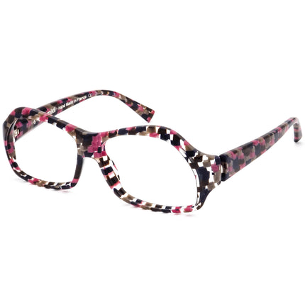 Alain Mikli Vintage Eyeglasses AL12353038 Pink,Navy Blue, Brown & Gray checker on Clear Hexagon Frame France 53[]13 135 Handmade
