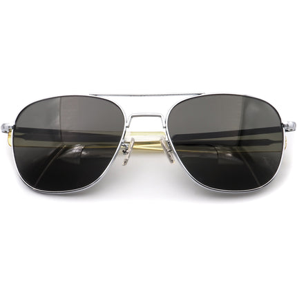 American Optical Sunglasses Command Silver Pilot Metal USA 57 mm