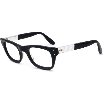 Bausch & Lomb (B&L) VintageEyeglasses 5 1/2 Aluminum Black/Silver Rectangular Frame 46[]16 140