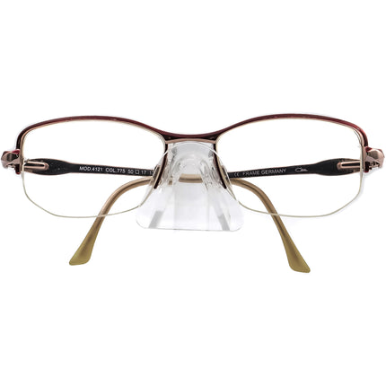 Cazal Women's Eyeglasses MOD. 4121 COL.775 Red&Silver Half Rim Metal Frame Germany 50[]17 125