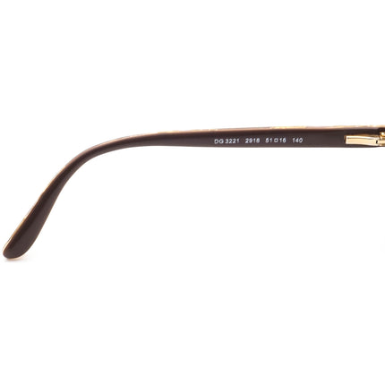 Dolce & Gabbana Women's Eyeglasses DG 3221 2918 Crystal on Brown/Gold Semi Cat Eye Frame 51[]16 140