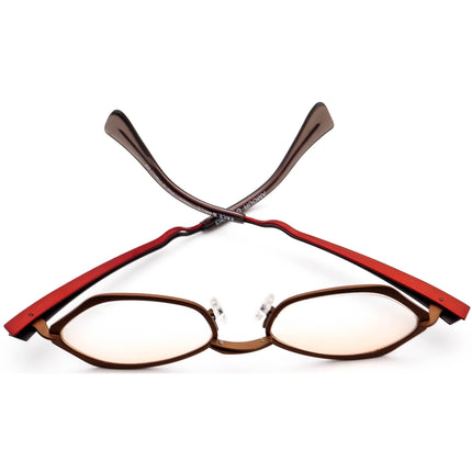 Face A Face Women's Eyeglasses Amour COL 963 Matte Brown/Gunmetal & Burgundy Modified Oval Metal Frame France 49[]18 140