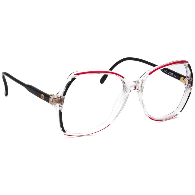 Gucci Women's Vintage Sunglasses Frame Only GG 2102 49E Black/Red/Clear Butterfly Italy 57 mm