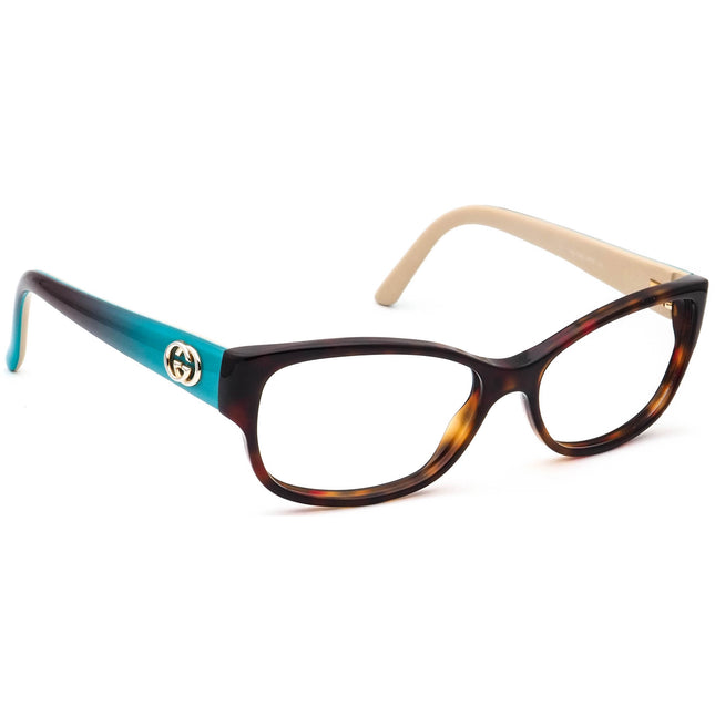 Gucci Women's Eyeglasses GG 3569 WQ2 Havana/Aqua on Tan Butterfly Frame Italy 52[]15 135