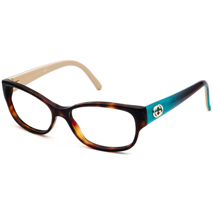 Gucci Women's Eyeglasses GG 3569 WQ2 Havana/Aqua on Tan Butterfly Frame Italy 52[]15 135