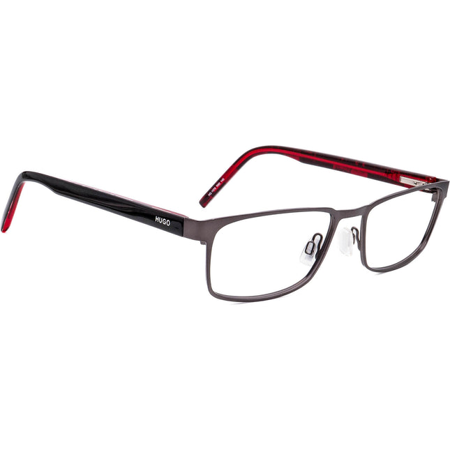 Hugo Boss Eyeglasses HG 1075 R80 Gunmetal/Black on Red Rectangular Frame 56[]18 145