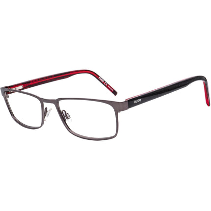 Hugo Boss Eyeglasses HG 1075 R80 Gunmetal/Black on Red Rectangular Frame 56[]18 145