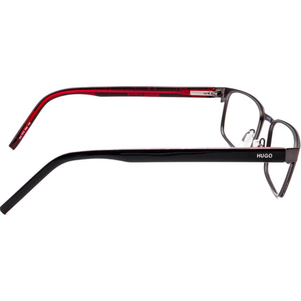 Hugo Boss Eyeglasses HG 1075 R80 Gunmetal/Black on Red Rectangular Frame 56[]18 145