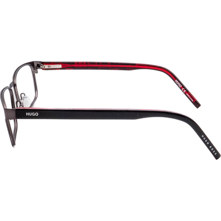 Hugo Boss Eyeglasses HG 1075 R80 Gunmetal/Black on Red Rectangular Frame 56[]18 145