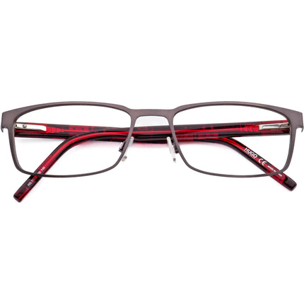 Hugo Boss Eyeglasses HG 1075 R80 Gunmetal/Black on Red Rectangular Frame 56[]18 145