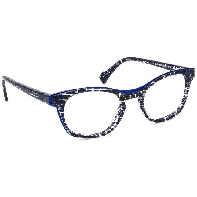 JF Rey Women's Eyeglasses JF 1340 2000 Blue & Black on Crystal B-Shape Frame 50[]19 143 Handmade