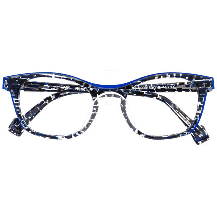 JF Rey Women's Eyeglasses JF 1340 2000 Blue & Black on Crystal B-Shape Frame 50[]19 143 Handmade