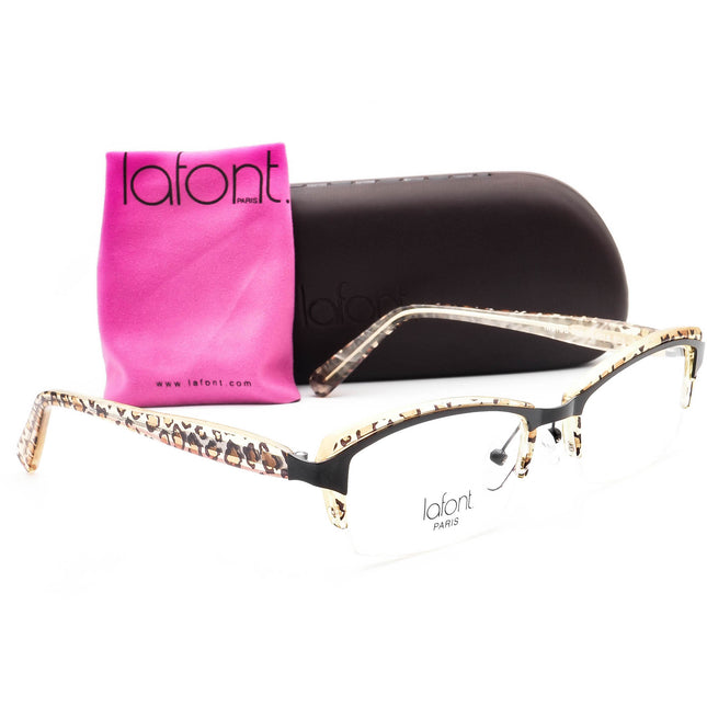 Jean Lafont Women's Eyeglasses Indigo 380 Leopard Print&Black Half Rim Frame France 51[]18 135