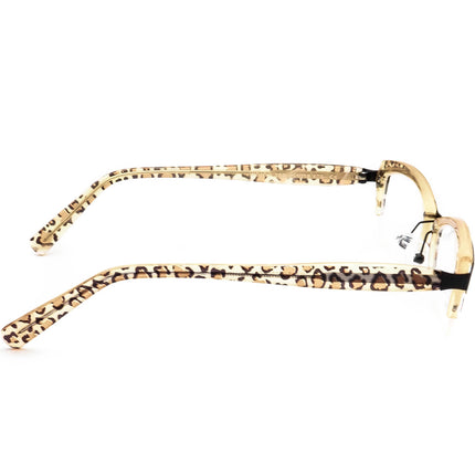 Jean Lafont Women's Eyeglasses Indigo 380 Leopard Print&Black Half Rim Frame France 51[]18 135