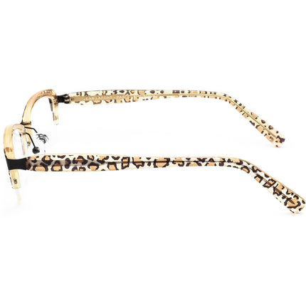 Jean Lafont Women's Eyeglasses Indigo 380 Leopard Print&Black Half Rim Frame France 51[]18 135