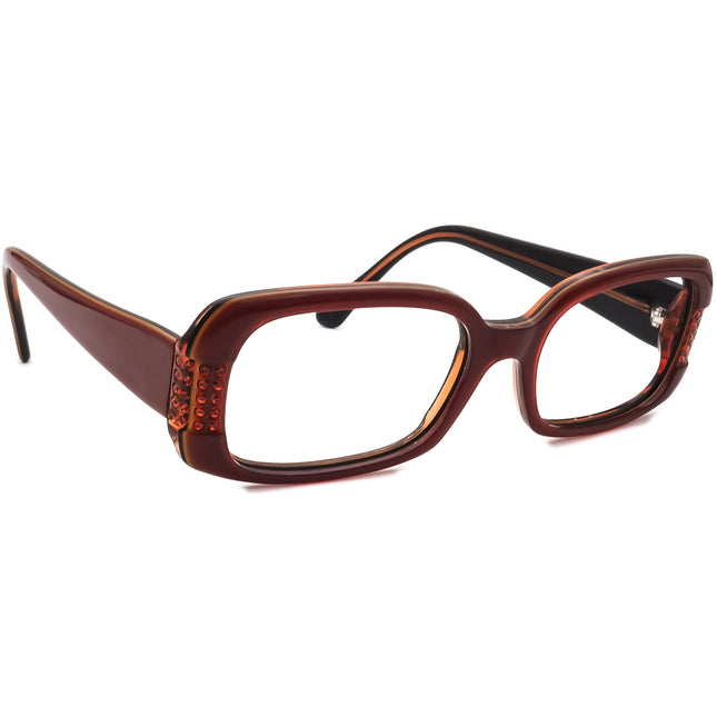 Jean Lafont Women's Eyeglasses Jewel 164 Red on Black Rhinestones Rectangular Frame France 51[]16 135