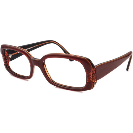 Jean Lafont Women's Eyeglasses Jewel 164 Red on Black Rhinestones Rectangular Frame France 51[]16 135