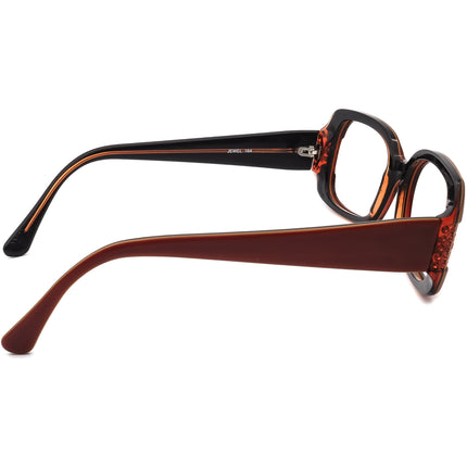 Jean Lafont Women's Eyeglasses Jewel 164 Red on Black Rhinestones Rectangular Frame France 51[]16 135