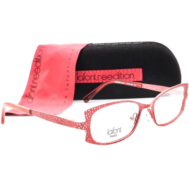 Jean Lafont Women's Eyeglasses Nereide 6019 Red Rectangular Metal Frame France 51[]16 128