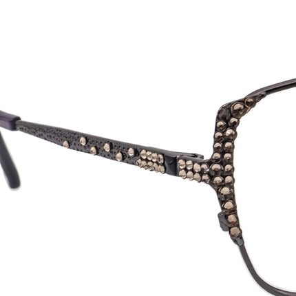 Jimmy Crystal Women's Sunglasses JCS815 Gunmetal with Rhinestones Square Metal 58 mm