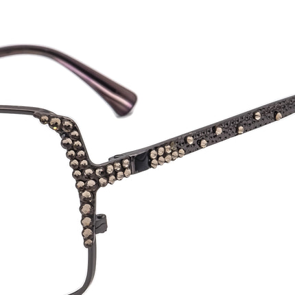 Jimmy Crystal Women's Sunglasses JCS815 Gunmetal with Rhinestones Square Metal 58 mm