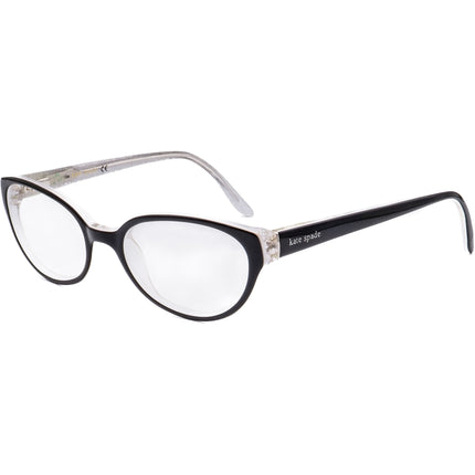 Kate Spade Women's Eyeglasses Tamra 0JBH Black on Glitter White Cat Eye Frame 51[]18 135