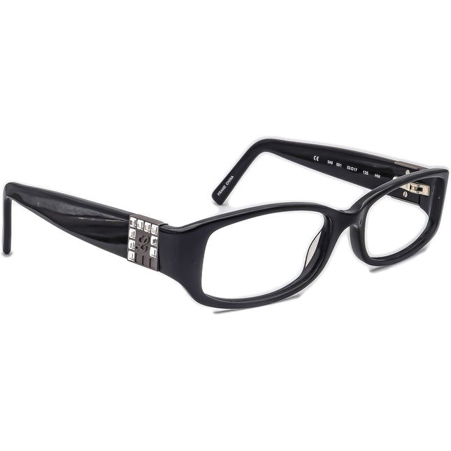 Luxe Damenbrille 349 001 mit Swarovski-Elementen Schwarze Strasssteine Rechteckiger Rahmen 53[]17 135