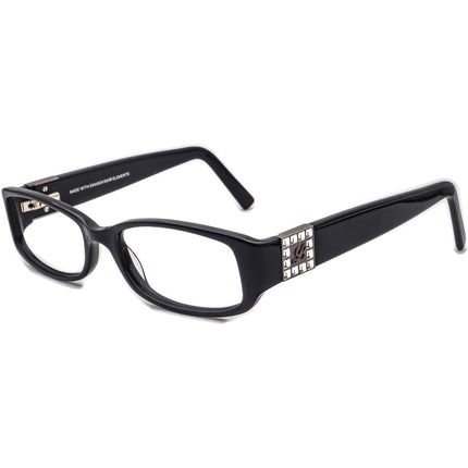 Luxe Women's Eyeglasses 349 001 made with Swarovski Elements Black Rhinestones Rectangular Frame 53[]17 135