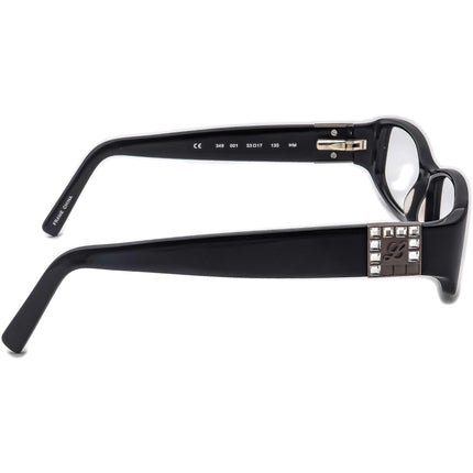 Luxe Women's Eyeglasses 349 001 made with Swarovski Elements Black Rhinestones Rectangular Frame 53[]17 135