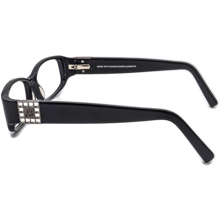 Luxe Women's Eyeglasses 349 001 made with Swarovski Elements Black Rhinestones Rectangular Frame 53[]17 135