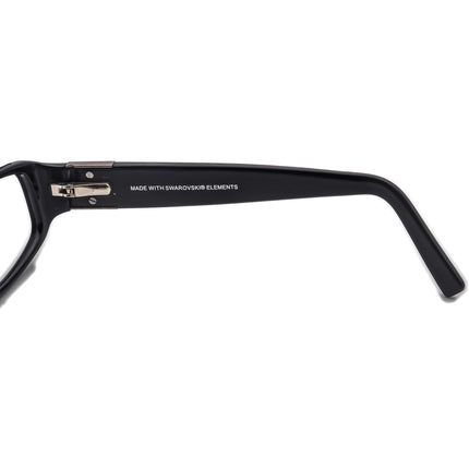 Luxe Women's Eyeglasses 349 001 made with Swarovski Elements Black Rhinestones Rectangular Frame 53[]17 135