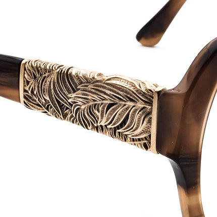 Maui Jim Women's Sunglasses MJ530-93 Swaying Palms STG-SG Brown Marble/Gold Square Italy 57 mm