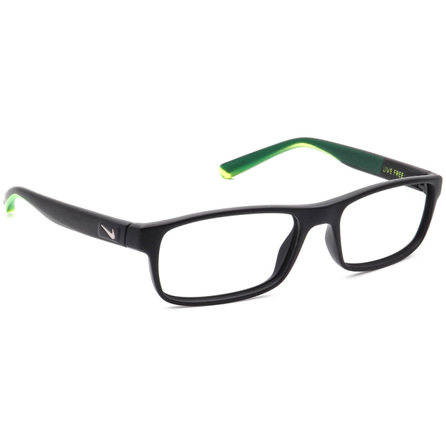 Nike Eyeglasses 7090 010 Live Free Matte Black & Green Rectangular Frame 53[]17 140