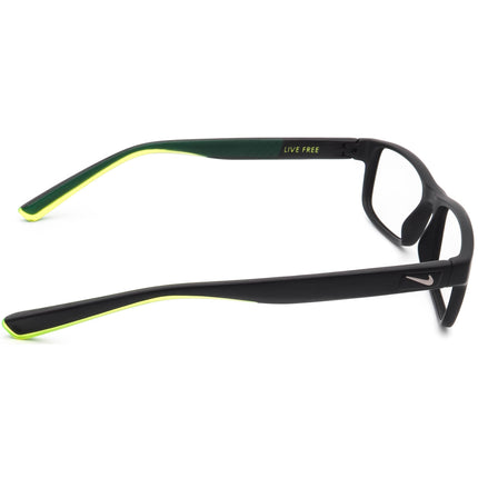 Nike Eyeglasses 7090 010 Live Free Matte Black & Green Rectangular Frame 53[]17 140