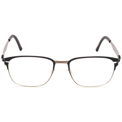 Ovvo Optics Men's Eyeglasses MOD.3677 Col.50/46 Matte Black/Light Brown Square Metal Frame 52[]19 140 Handmade