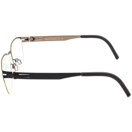 Ovvo Optics Men's Eyeglasses MOD.3677 Col.50/46 Matte Black/Light Brown Square Metal Frame 52[]19 140 Handmade