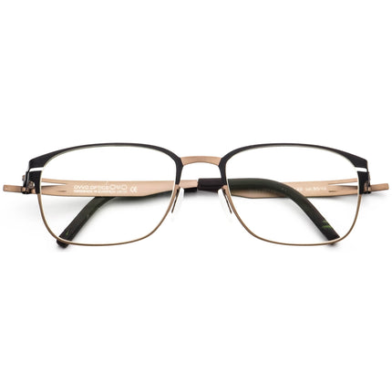 Ovvo Optics Men's Eyeglasses MOD.3677 Col.50/46 Matte Black/Light Brown Square Metal Frame 52[]19 140 Handmade