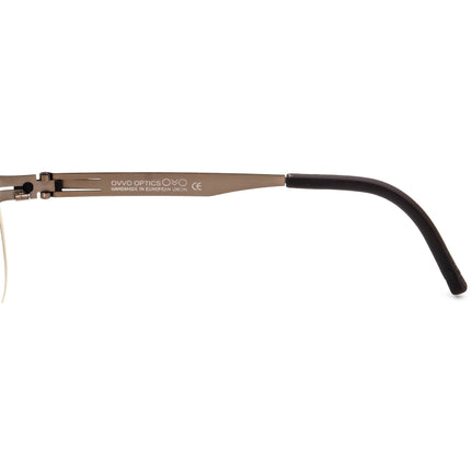 Ovvo Optics Men's Eyeglasses MOD.3677 Col.50/46 Matte Black/Light Brown Square Metal Frame 52[]19 140 Handmade