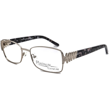 Platinum Eyewear Women's Eyeglasses 445 045 Silver/Blue Marble Rhinestones Rectangular Frame 52[]17 135